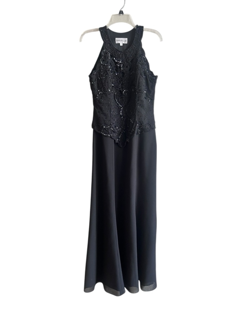Vintage Karen Miller New York halter beaded bodice dress Size 8
